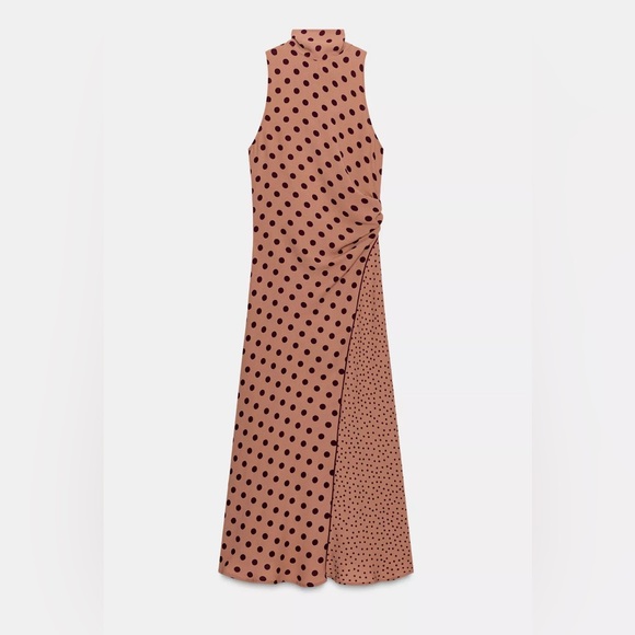 NWT ZARA TIED POLKA DOT MIDI DRESS - Picture 3 of 8